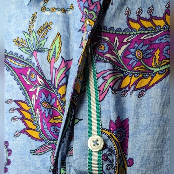 Talbots Paisley Cotton Button Front Shirt‎ - Swirly Paisley Size 1X - Picture 8 of 11